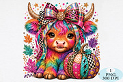 Preppy Highland Cow PNG, a Seasonal Illustration by Daily.Designs (Thumbnail 1 of 5)