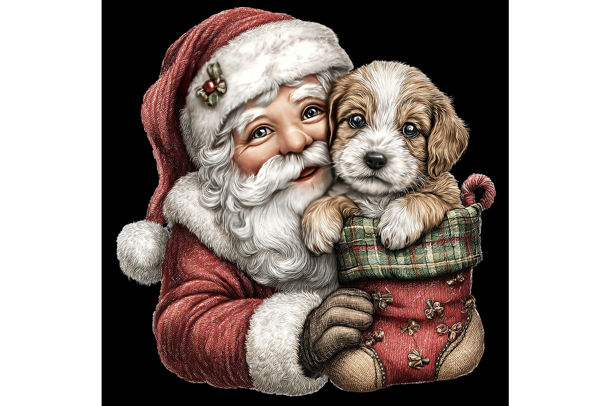 Santa With Dog Clipart PNG, a Seasonal Illustration by Memories By Lea (Photo 3 of 19)