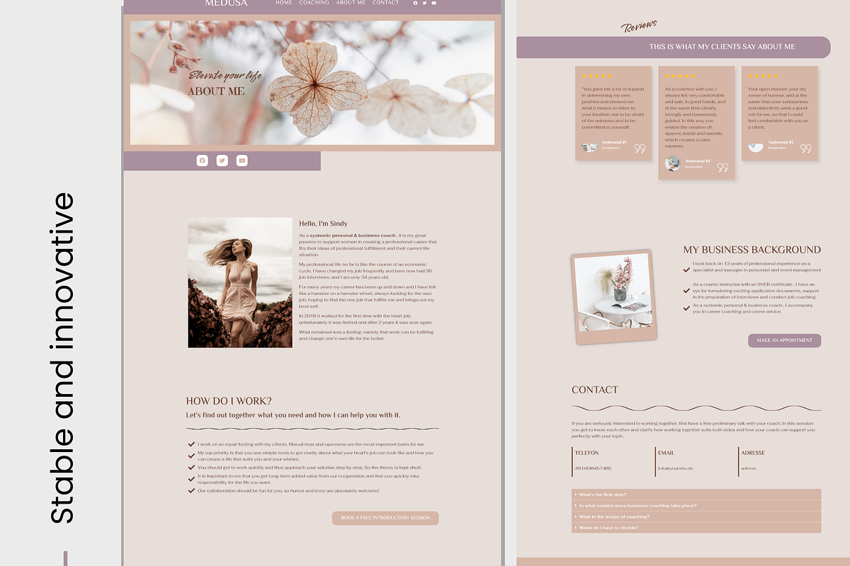 Feminine Wordpress theme Coach, a WordPress Template by myvisuell.de Webdesign (Photo 5 of 10)