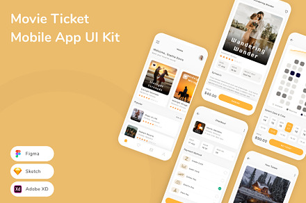 Movie Ticket Mobile App UI Kit, an UI Kit Template by Betush