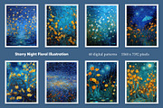 Starry Night Floral Illustration, a Decorative Illustration by Housui Patterns (Thumbnail 8 of 12)