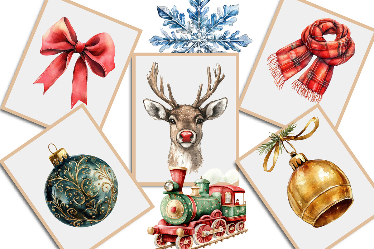 Vintage Christmas Elements Clipart, an Illustration by Creative Art (Photo 8 of 10)