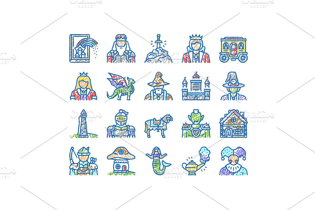 Fairy Tale Magical Story Book Icons, an Object Illustration by pikepicture