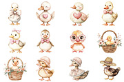 Watercolor Girly Goose Clipart, an Illustration by CitraGraphics (Thumbnail 4 of 6)