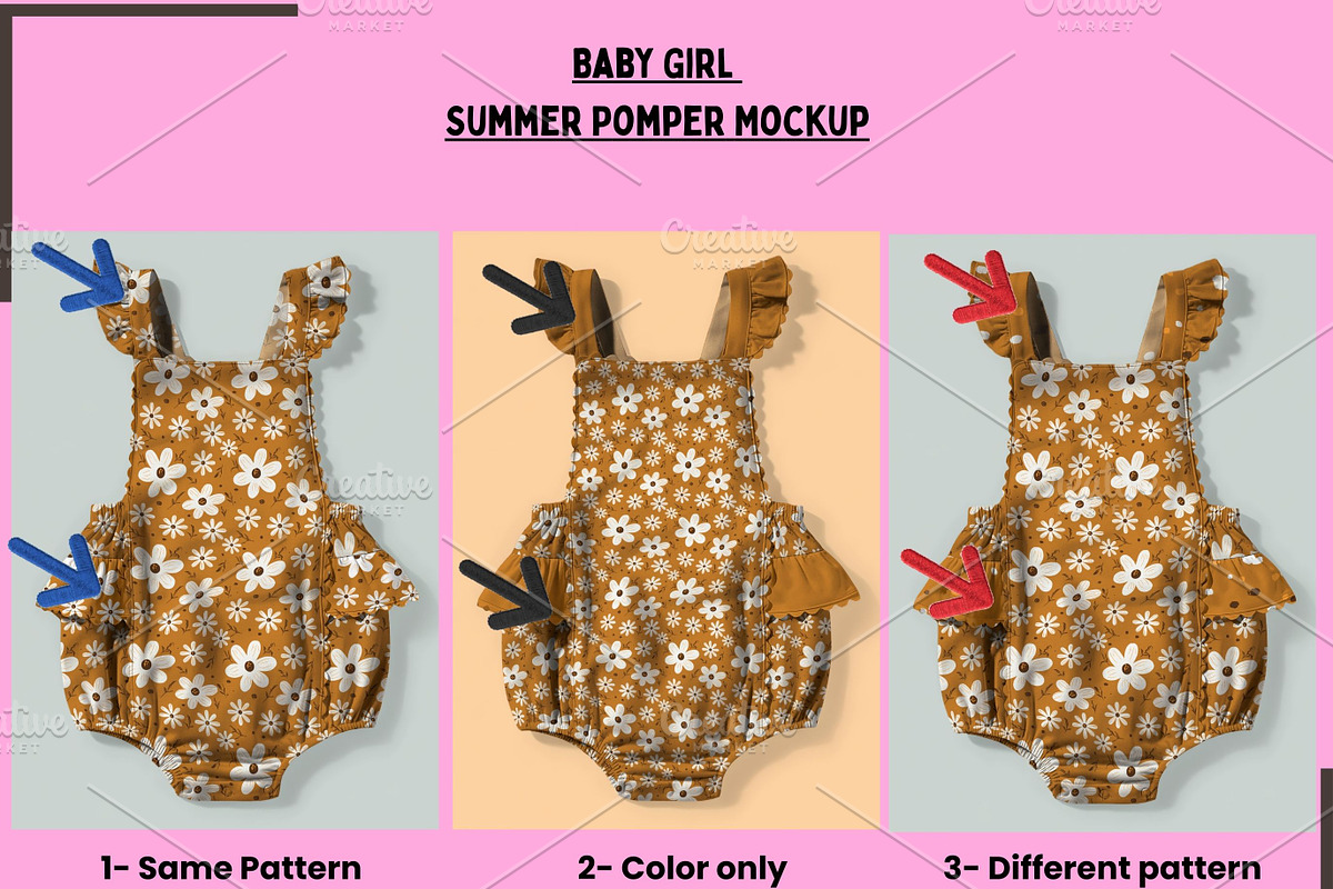 Baby Girl Summer Romper Mockuup, a Hoody Mockup by Nora Gad (Photo 3 of 22)