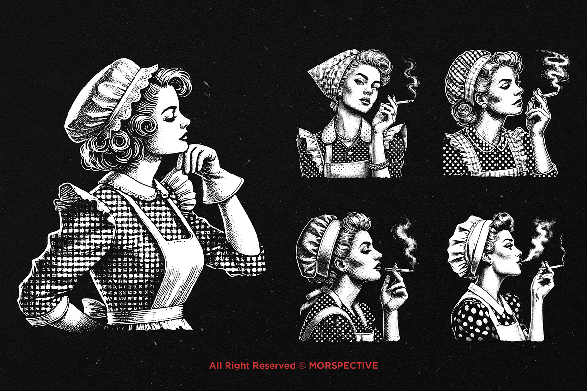 10 Bundle Dark Art Retro Housewife, an Illustration by Morspective (Photo 5 of 7)