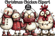 Christmas Chicken Clipart, an Illustration by Black Bird Studio (Thumbnail 1 of 6)