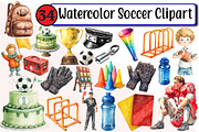 Watercolor Soccer Clipart, an Illustration by Design Market (Thumbnail 1 of 3)