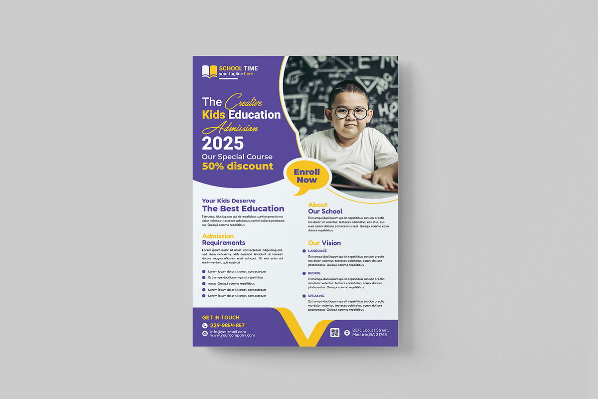 School Admission Flyer Templates, a Flyer Template by mrPixelLab (Photo 1 of 3)