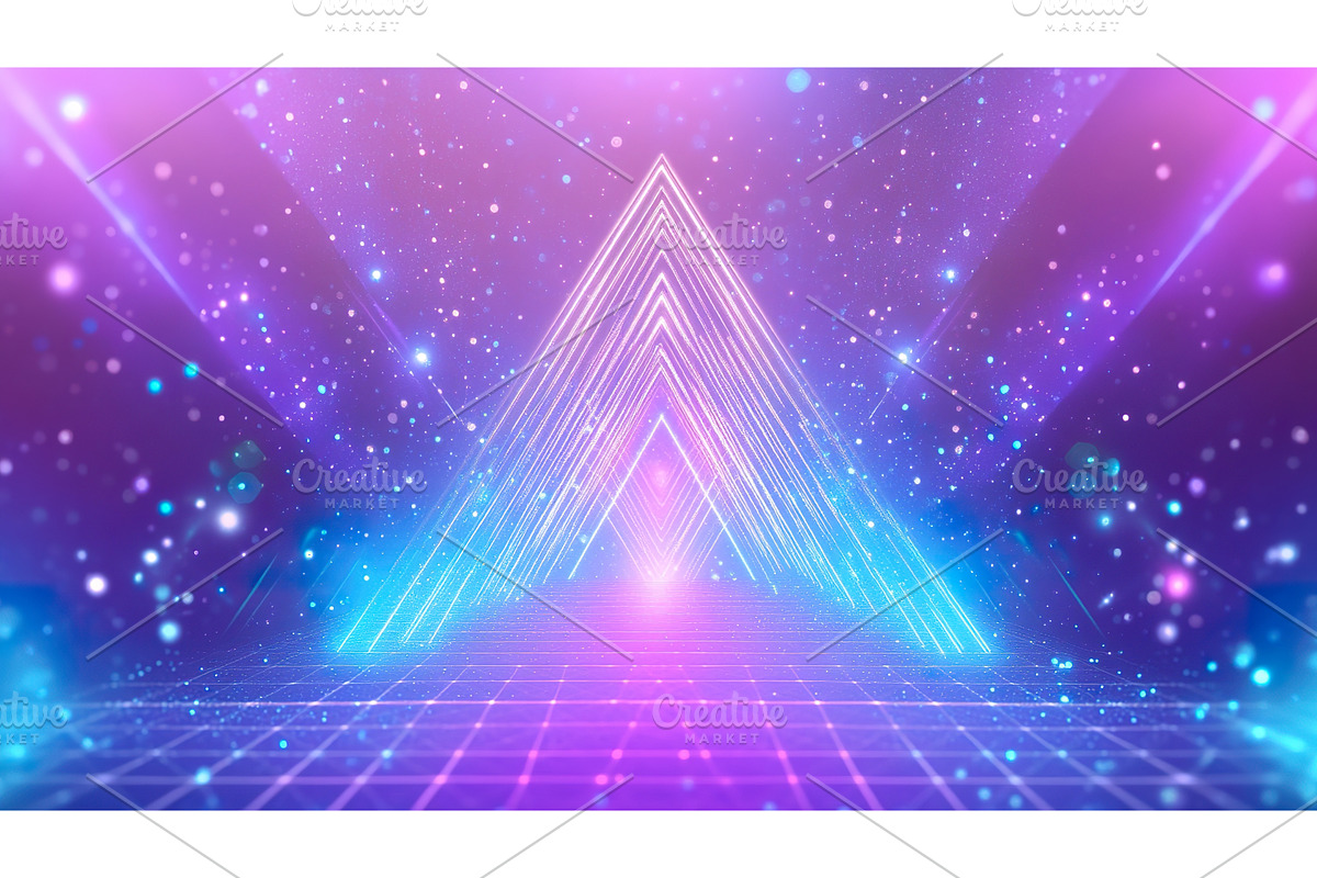 Futuristic neon triangle with cosmic, an Illustration by Lermont51