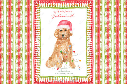 Christmas Goldendoodle in Santa hat, a Graphic by LABFcreations