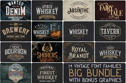 Big Bundle - 14 fonts, a Script Font by Vozzy Vintage Fonts