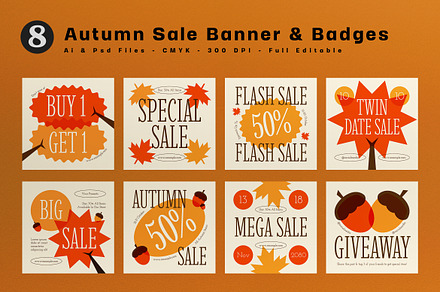 Orange Hand Drawn Autumn Sale Banner, an UI Kit Template by graphicook