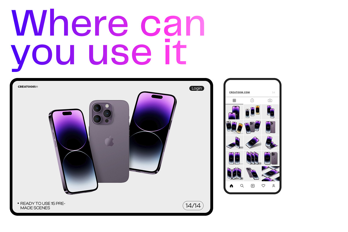 iPhone 14 pro mockups v2, an iPhone Mockup by Creatoom (Photo 11 of 12)