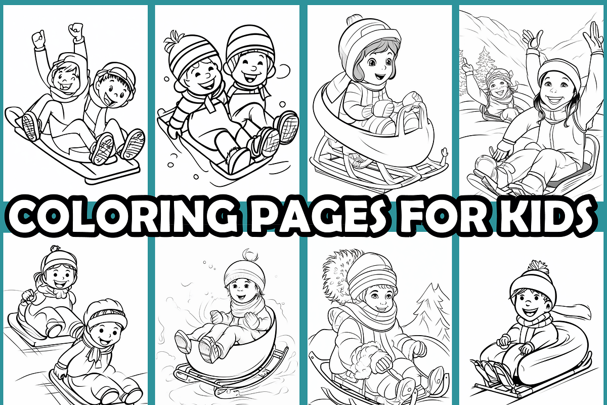 Winter Sledding Fun Coloring Pages F, an Animal Illustration by martinblan (Photo 3 of 4)