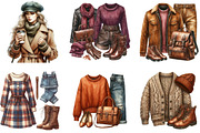 Watercolor Autumn Fashion Clipart, an Illustration by cherrydesign (Thumbnail 2 of 3)