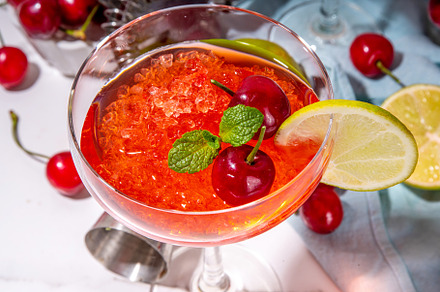 Cherry and lime alcoholic booze cocktail, a Food & Drink Photo by Rimma
