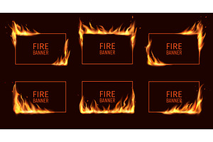 realistic burning rectangle frames, a Texture Illustration by Vector Tradition