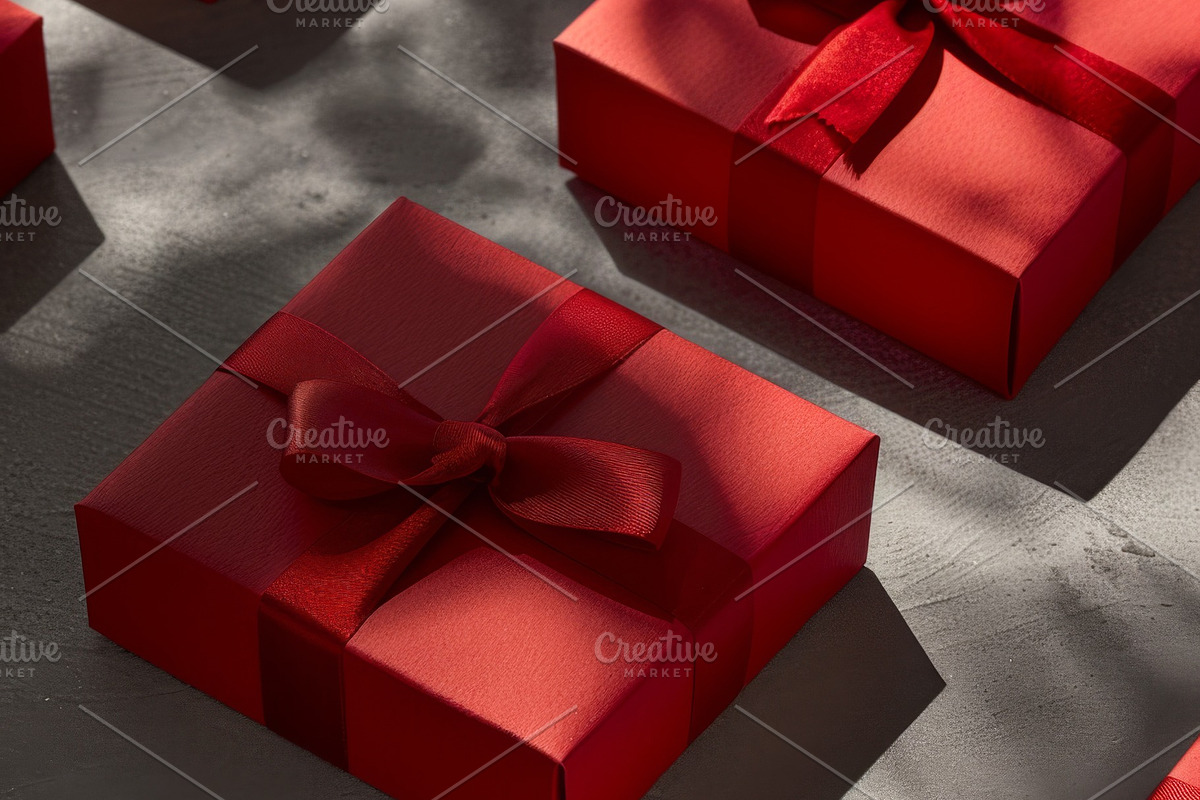 86 Gift boxes with ribbons and bows, a Holiday Photo by Handmadefont (Photo 86 of 90)