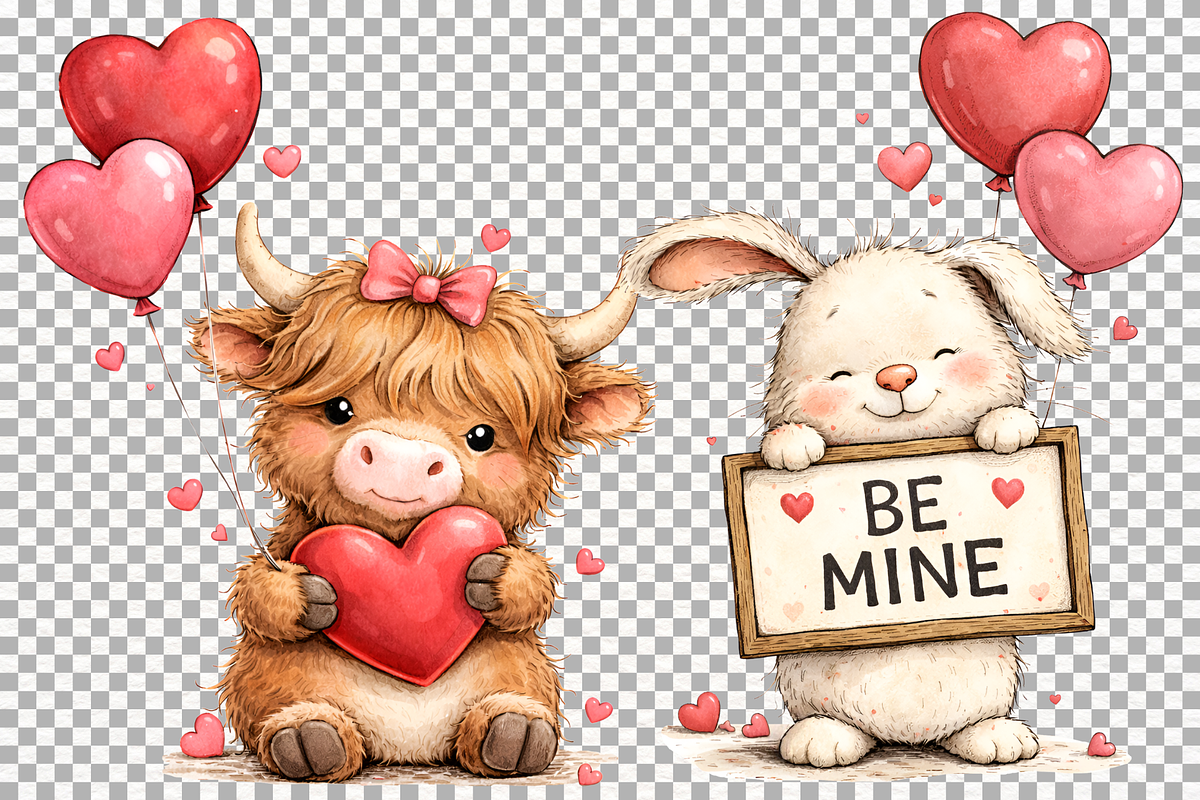 Whimsical Valentine's Day Animal PNG, an Animal Illustration by SugarCloudStudioArt (Photo 4 of 4)