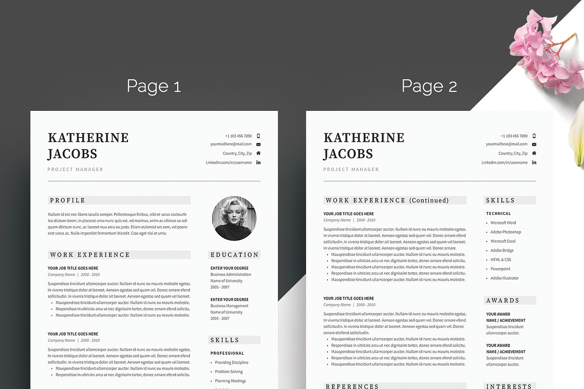 Word Resume & Cover Letter Template, a Resume Template by DemeDesign (Photo 2 of 5)