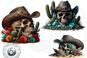 Western Skulls Clipart Set