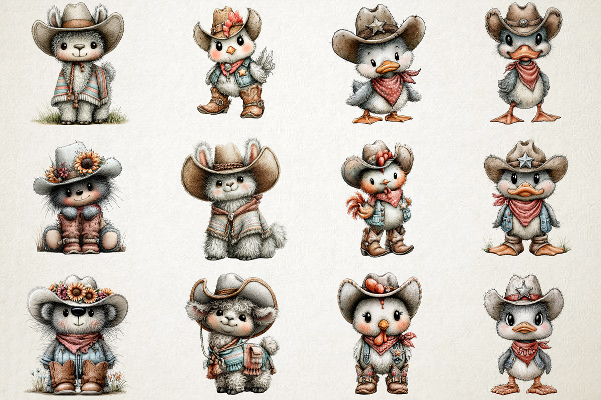 Whimsical Western Animals Clipart, a Seasonal Illustration by RobertsArt (Photo 2 of 7)