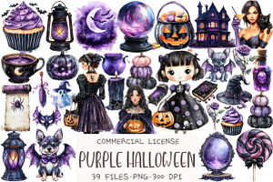 Purple Halloween Sublimation Clipart, an Illustration by OK Design