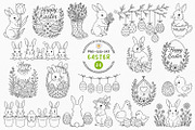 Cute Easter Clipart Bundle, Line Art, a Seasonal Illustration by Pretty Meerkat (Thumbnail 1 of 7)