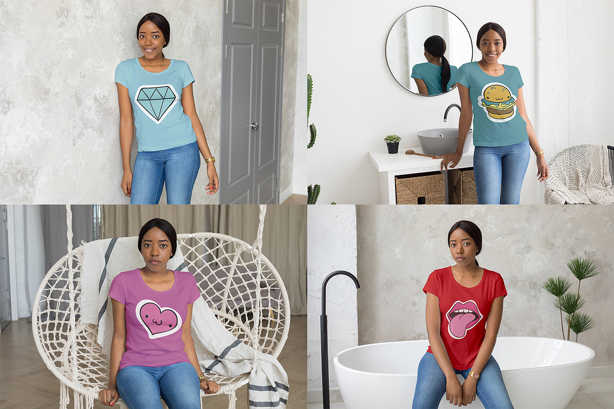 African Girl T-Shirt Mock-Up Set, a Shirt Mockup by Freeman Studio (Photo 6 of 14)