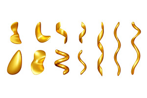 Collection of golden 3D metallic, an Object Illustration by Abscent