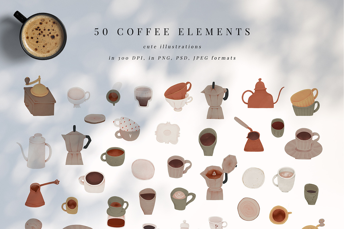 Books & coffee - cute hand drawn set, an Education Illustration by Cute Atelier (Photo 11 of 14)