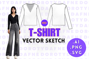 V-Neck Long Sleeve T-Shirt