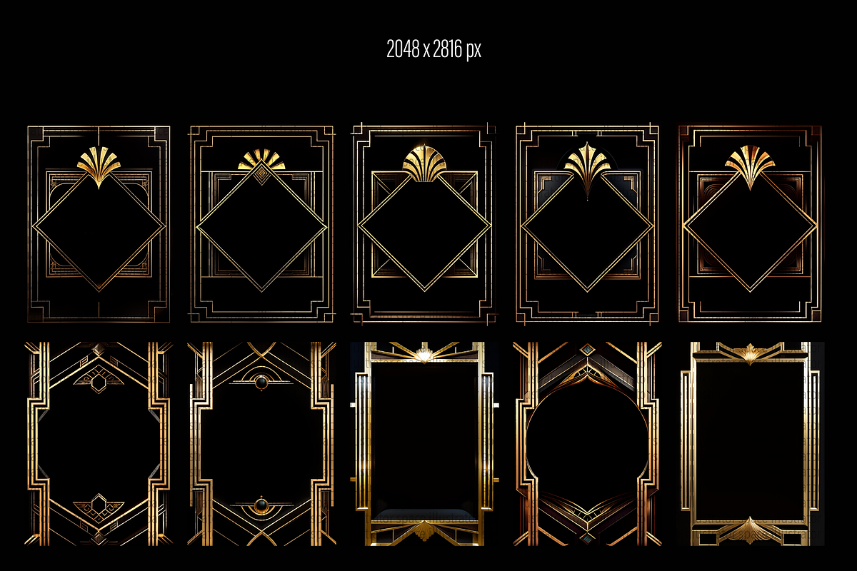 Art Deco gold frames 33 PNG, an Illustration by Illustrator Space (Photo 6 of 6)