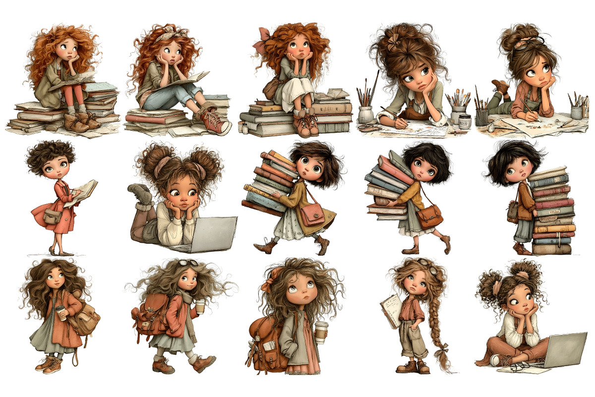School Kids PNG Clipart Bundle, a Person Illustration by Nicolle's Colorful Art (Photo 6 of 6)