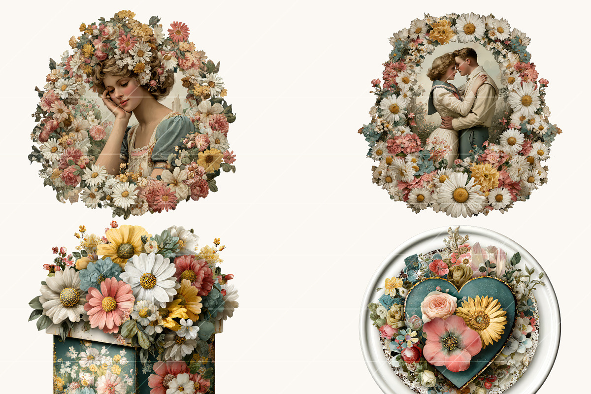 Retro Daisy Valentine Clipart Bundle, a Seasonal Illustration by BusyDaydesign (Photo 7 of 9)