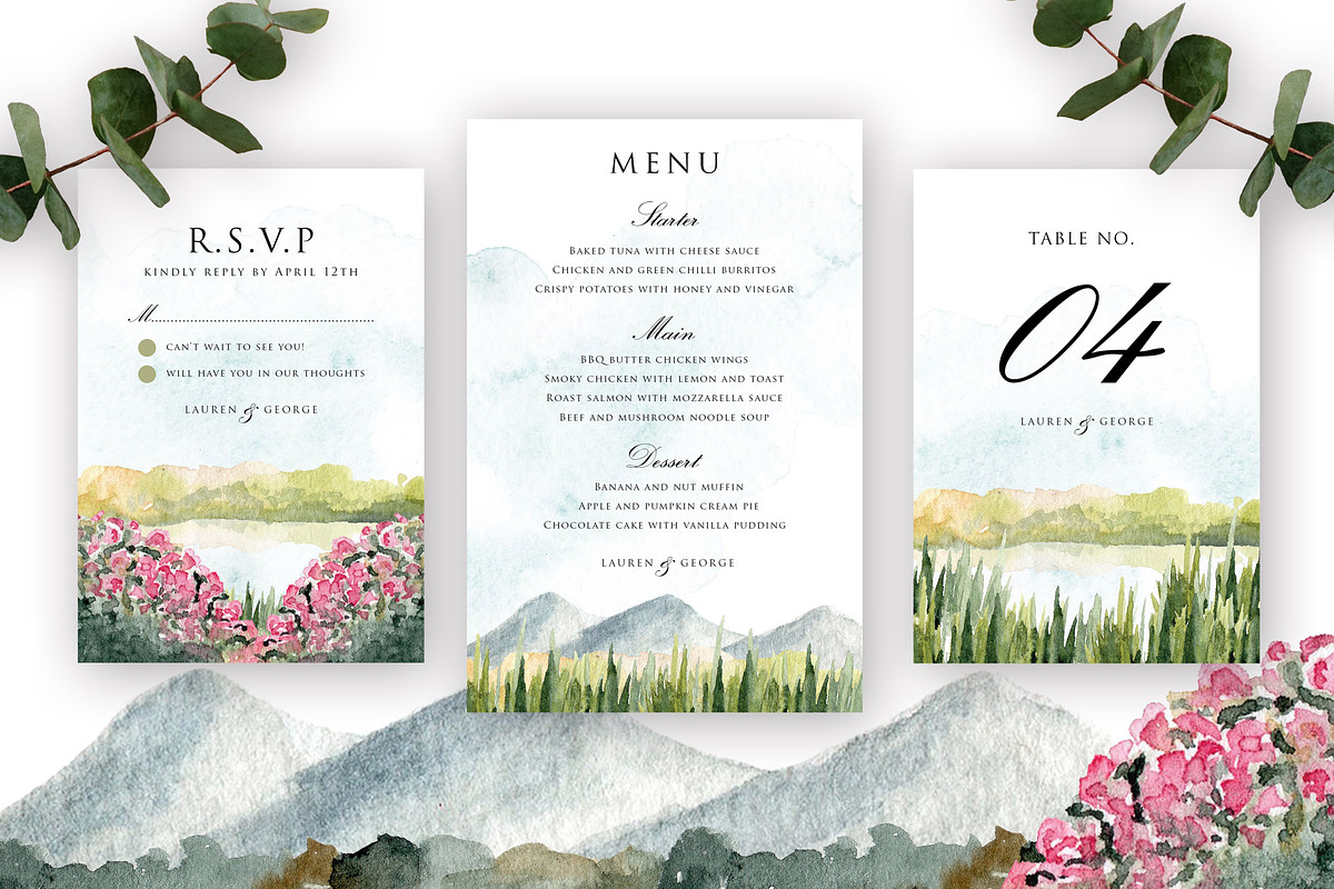 Nature Landscape Wedding Suite, an Invitation Template by wulano (Photo 3 of 6)