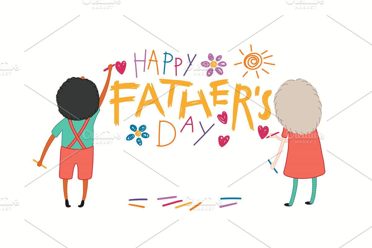 Fathers Day card with kids drawing, an Object Illustration by sceptical cactus