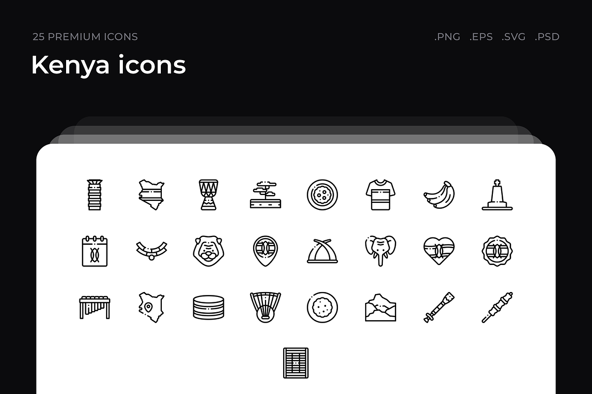 Kenya icons, an Outline Icon by Wencory (Photo 1 of 2)