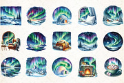 Watercolor Northern Lights Clipart, an Illustration by Libby Wishes (Thumbnail 2 of 6)