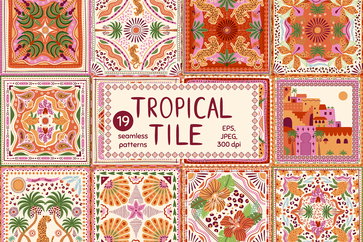 Tropical tile patterns, a Pattern Graphic by Tani Kuzminka (Photo 1 of 27)