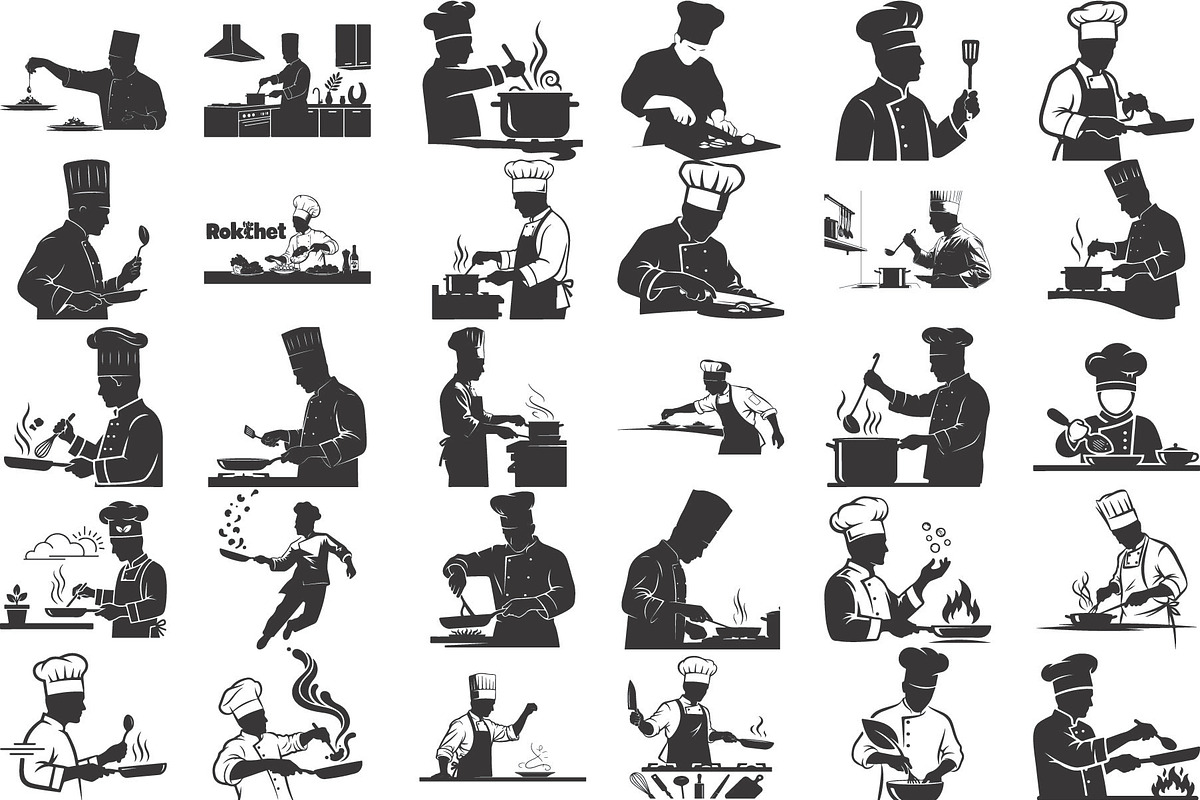 High-quality chef cooking silhouette, an Illustration by Amazin_art (Photo 1 of 31)