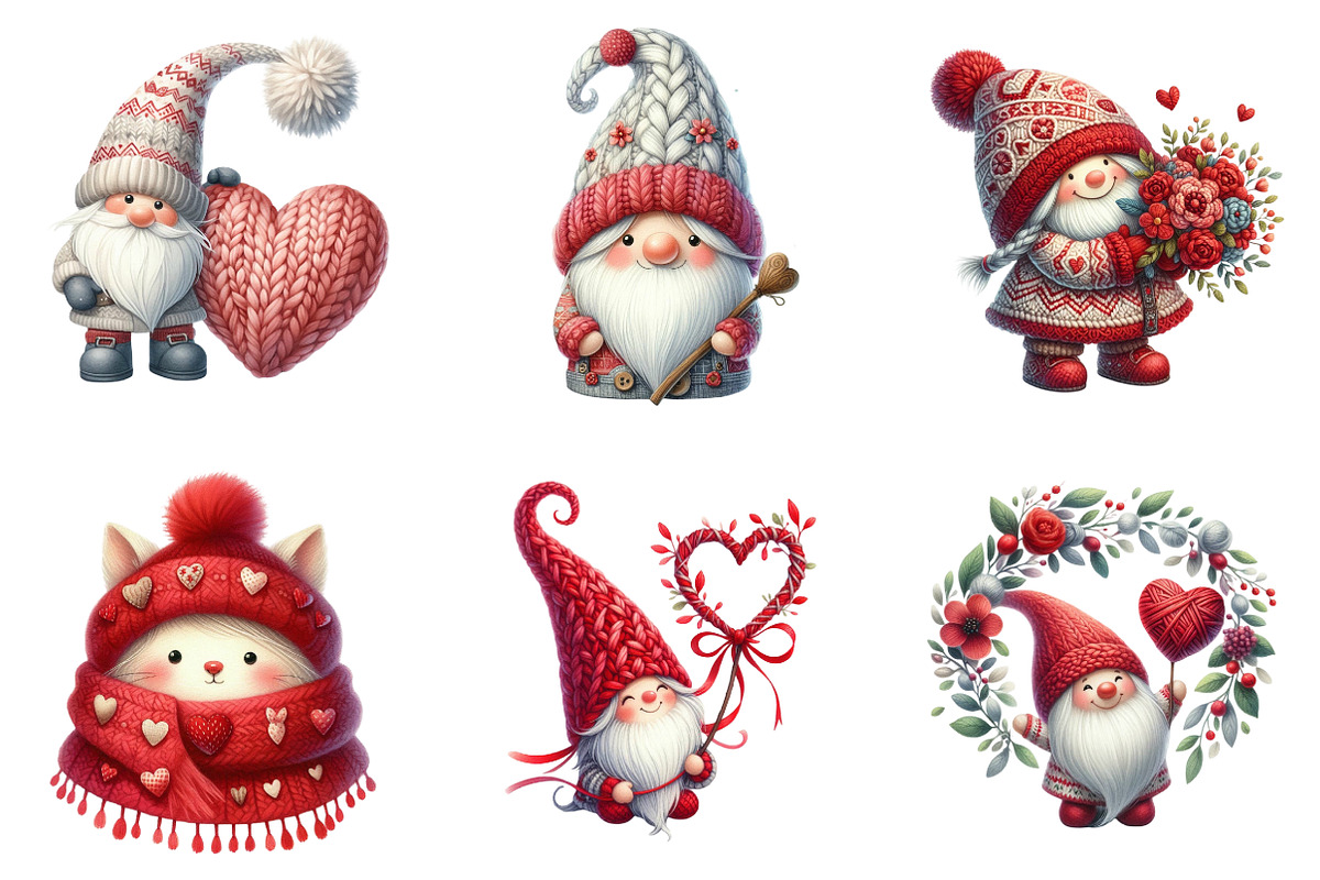 Yarn Crochet Valentines Gnome PNG, an Illustration by SinaCreation (Photo 3 of 11)