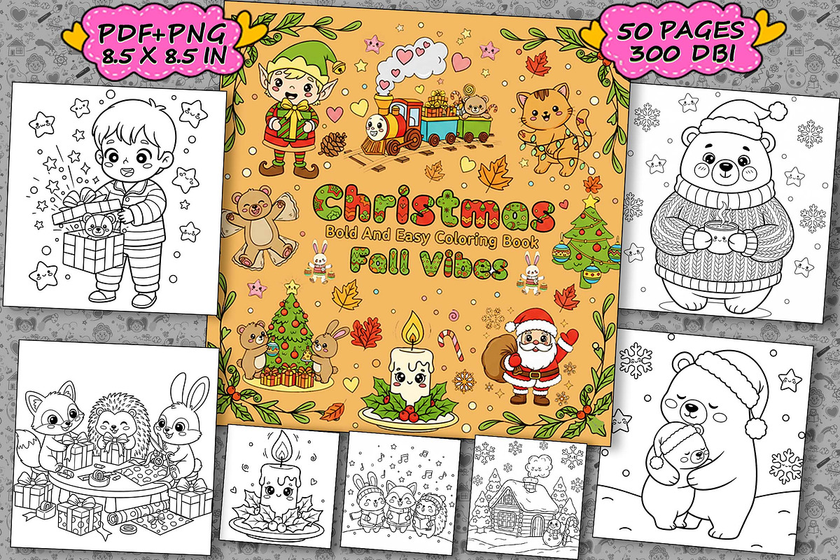 Christmas Fall Vibes Coloring Book, an Illustration by one-touch (Photo 1 of 15)