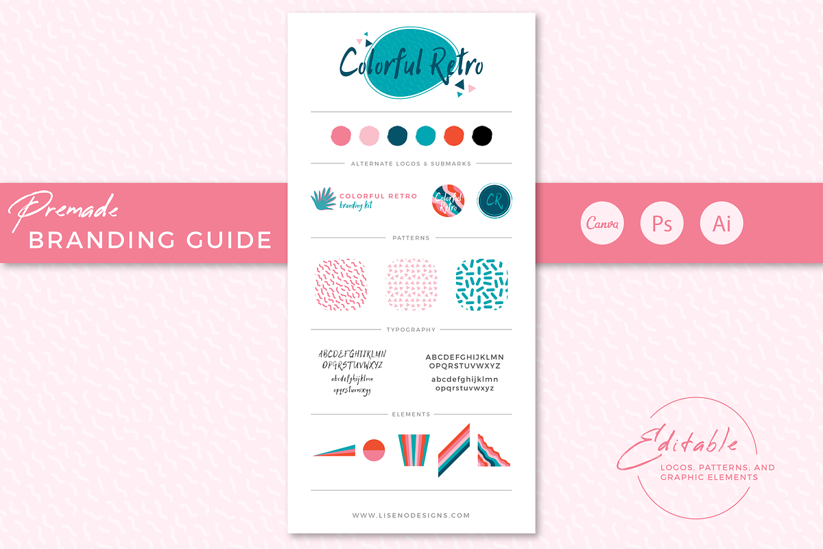 Pre-Made Brand: Colorful Retro, a Branding & Logo Template by Liseno Designs (Photo 1 of 4)