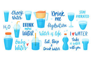 Drink more water. Different glasses, a Food Illustration by Valerie Bodnar