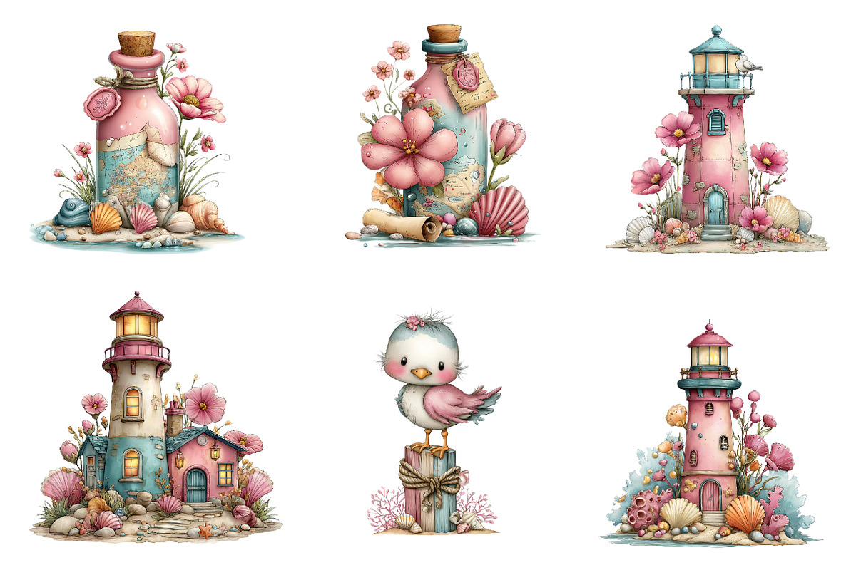 Whimsical Nautical Summer Clipart, an Illustration by CreationArt (Photo 5 of 7)