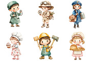 Watercolor Kids Career Clipart, a Seasonal Illustration by designcity5 (Thumbnail 2 of 5)