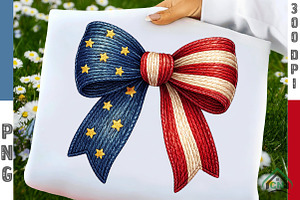 Faux Yarn Bow Patriotic American Fla, an Illustration by Craft Nest