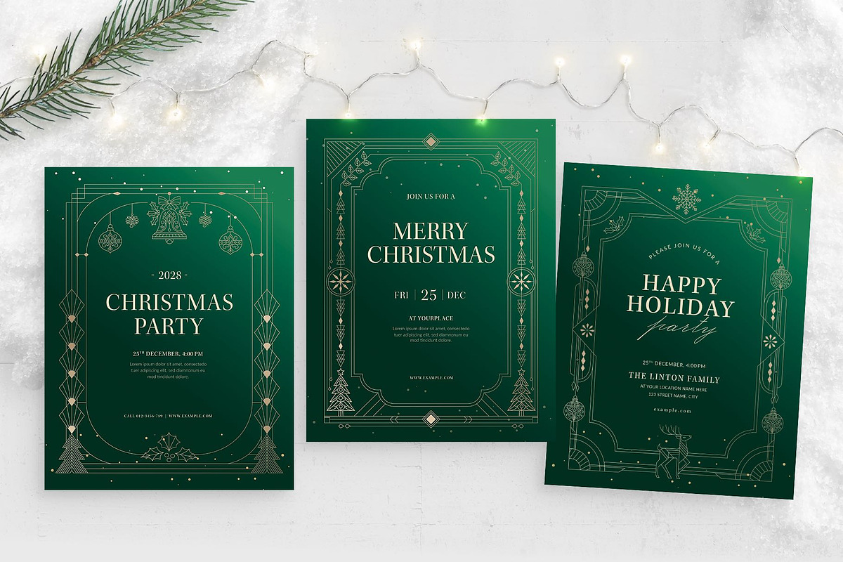 Art Deco Christmas Flyer Template preview 5